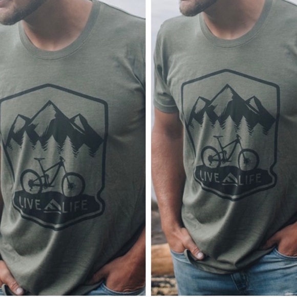 Live Life Other - NWT Mens Army Green Mountain Ride Tee